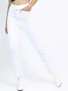 Tokyo Talkies Women White Slim Fit Mildly Distressed Jeans