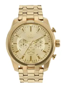 DIESEL Men Gold-Toned Dial & Stainless Steel Bracelet Style Straps Analogue Watch DZ4590