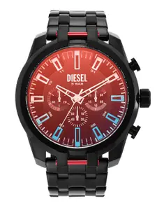 DIESEL Men Black Dial & Black Stainless Steel Bracelet Style Straps Analogue Watch DZ4589