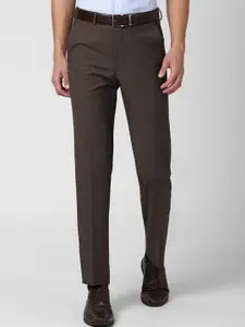 Van Heusen Men Brown Solid Regular Fit Formal Trousers