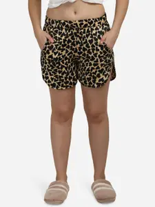 Smarty Pants Women Black & Brown Animal Printed Lounge Shorts