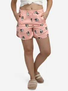 Smarty Pants Women Pink & White Satin Printed Lounge Shorts