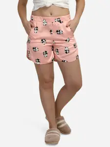 Smarty Pants Women Pink & White Satin Printed Lounge Shorts
