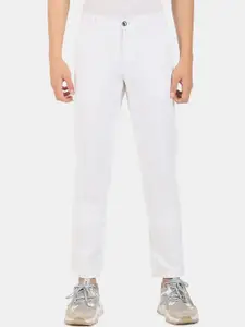 Arrow Men White Mid Rise Solid Casual Regular Fit Trousers