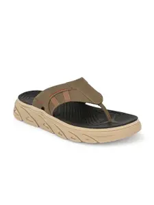 SOFTIO Men Olive Green & Beige Comfort Synthetic Leather Sandals