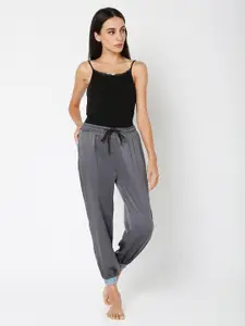 Smarty Pants Women Grey Solid Satin Joggers