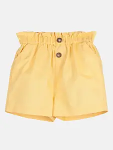 Beebay Girls Yellow Cotton Paperbag Shorts