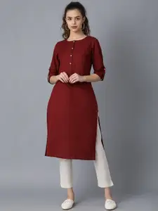 W Women Round Neck Solid Kurta