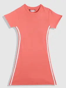 M&H Juniors Girls Coral & White Solid T-shirt Dress