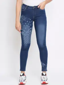 Being Human Women Blue Solid Skinny Fit Heavy Fade Jeans
