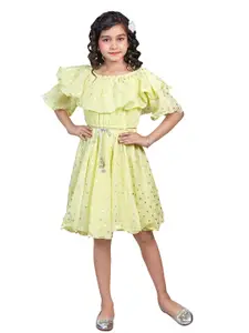 Nottie Planet Lime Green Polka Dots Fit and Flare Dress