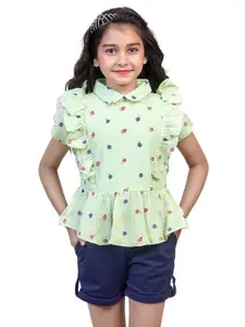 Nottie Planet Girls Green Top with Shorts