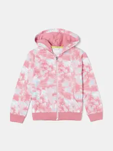 Jockey Girls Combed Cotton Printed Full Sleeve Relaxed Fit Hoodie Jacket - AG69