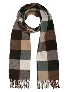 GANT Men Brown & Beige Checked Wool Scarf