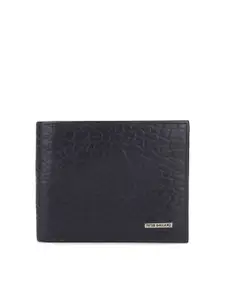 Peter England Peter England Men Navy Blue Textured Leather Two Fold Wallet