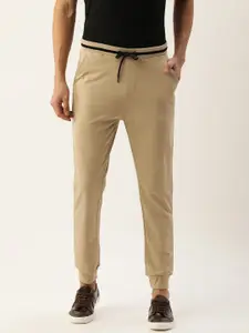 FOREVER 21 Men Beige Solid Mid-Rise Joggers Trousers