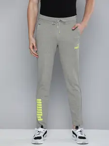 Puma Men Grey Slim Tapered Fit Printed Mid Rise Elasticated Dry Cell Track Pants