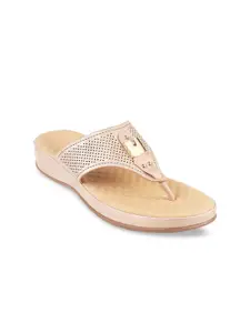 Mochi Peach-Coloured Comfort Sandals with Laser Cuts