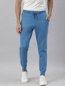 RARE RABBIT Men Blue Solid Cotton Slim-Fit Joggers