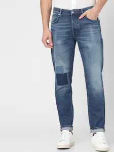 SELECTED Men Blue Relaxed Fit Mildly Distressed Heavy Fade Cotton Denim Jeans