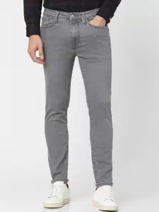 SELECTED Men Grey Slim Fit Organic Cotton Light Fade Jeans