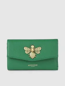 Accessorize Women Green Embellished Three Fold Wallet