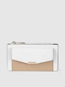 Accessorize Women White & Cream-Coloured PU Two Fold Wallet