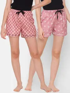 FashionRack Pack Of 2 Brown Printed Lounge Shorts