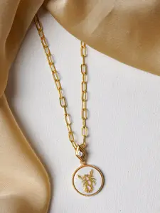 JOKER & WITCH Women 18K Gold-Plated & White Scorpio Zodiac Pendant Necklace
