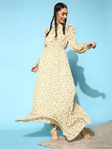 STREET 9 Women Bright Yellow Floral Dress