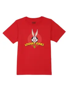 Looney Tunes by Wear Your Mind Boys Red Looney Tunes Printed Pure Cotton T-shirt