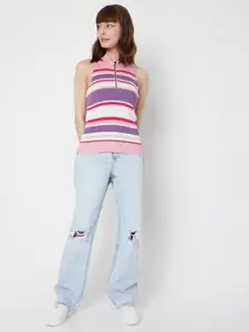 Vero Moda Pink & Violet Striped Top