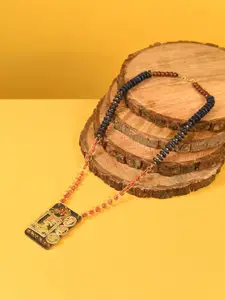 AAKRITI ART CREATIONS Blue & Gold-Toned Brass Handcrafted Necklace