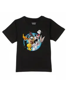 Looney Tunes by Wear Your Mind Boys Black Cotton Printed T-shirt