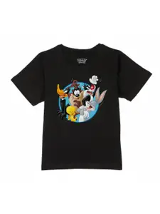 Looney Tunes by Wear Your Mind Boys Black Printed Pure Cotton T-shirt