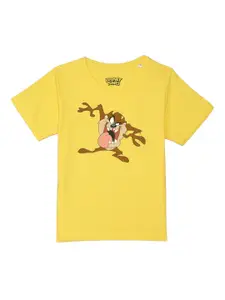 Looney Tunes by Wear Your Mind Boys Yellow Printed Pure Cotton T-shirt