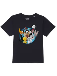 Looney Tunes by Wear Your Mind Boys Navy Blue Printed Pure Cotton T-shirt