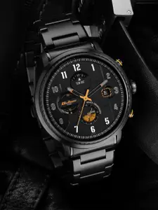Titan Men Black Dial & Black Stainless Steel Bracelet Style Straps Analogue Watch 1857NM01