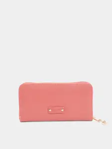 Vero Moda Women Pink PU Zip Around Wallet