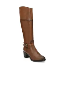 Delize Tan High-Top Block Heeled Boots