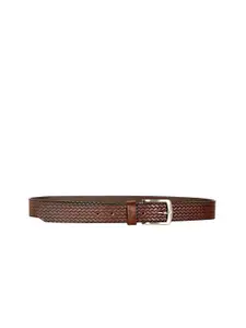 THE CLOWNFISH Men Brown Braided Leather Belt