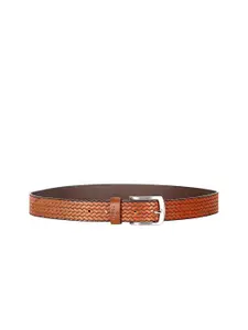 THE CLOWNFISH Men Brown Braided Leather Belt