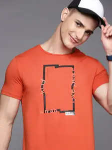 Allen Solly Tribe Men Orange & Black Graphic Printed T-shirt