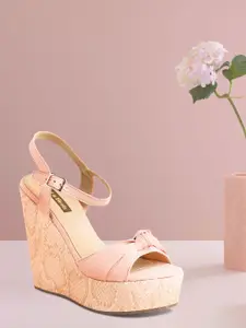 Flat n Heels Pink Suede Wedge Sandals
