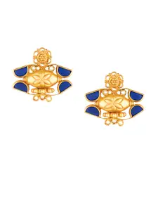 ahilya Gold-Plated Sterling Silver Stud Earrings with Lapis Lazuli & Pearl Cabochons