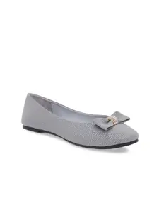 Sherrif Shoes Women Grey Printed Ballerinas with Bows