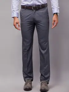 Oxemberg Men Grey Slim Fit Trousers