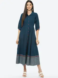 Rangriti Green Ethnic A-Line Midi Dress