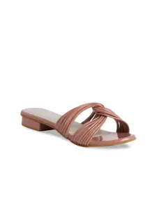 ERIDANI Women Pink Open Toe Flats