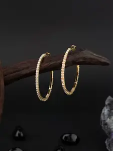 E2O Women Gold-Toned Contemporary Half Hoop Earrings